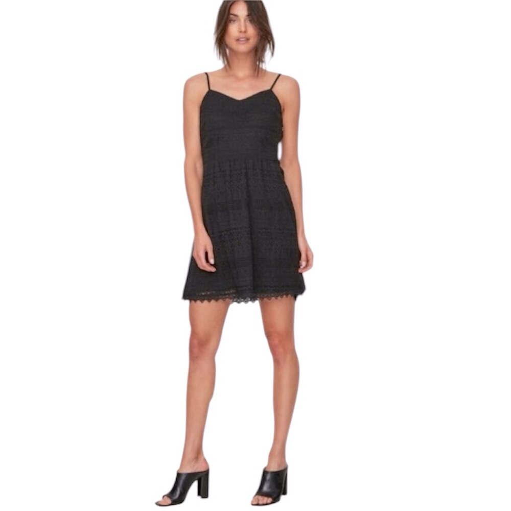 VERO MODA NEW Lace Singlet Goth Mini Dress Lined Boho Fit Flare Sleeveless LBD L